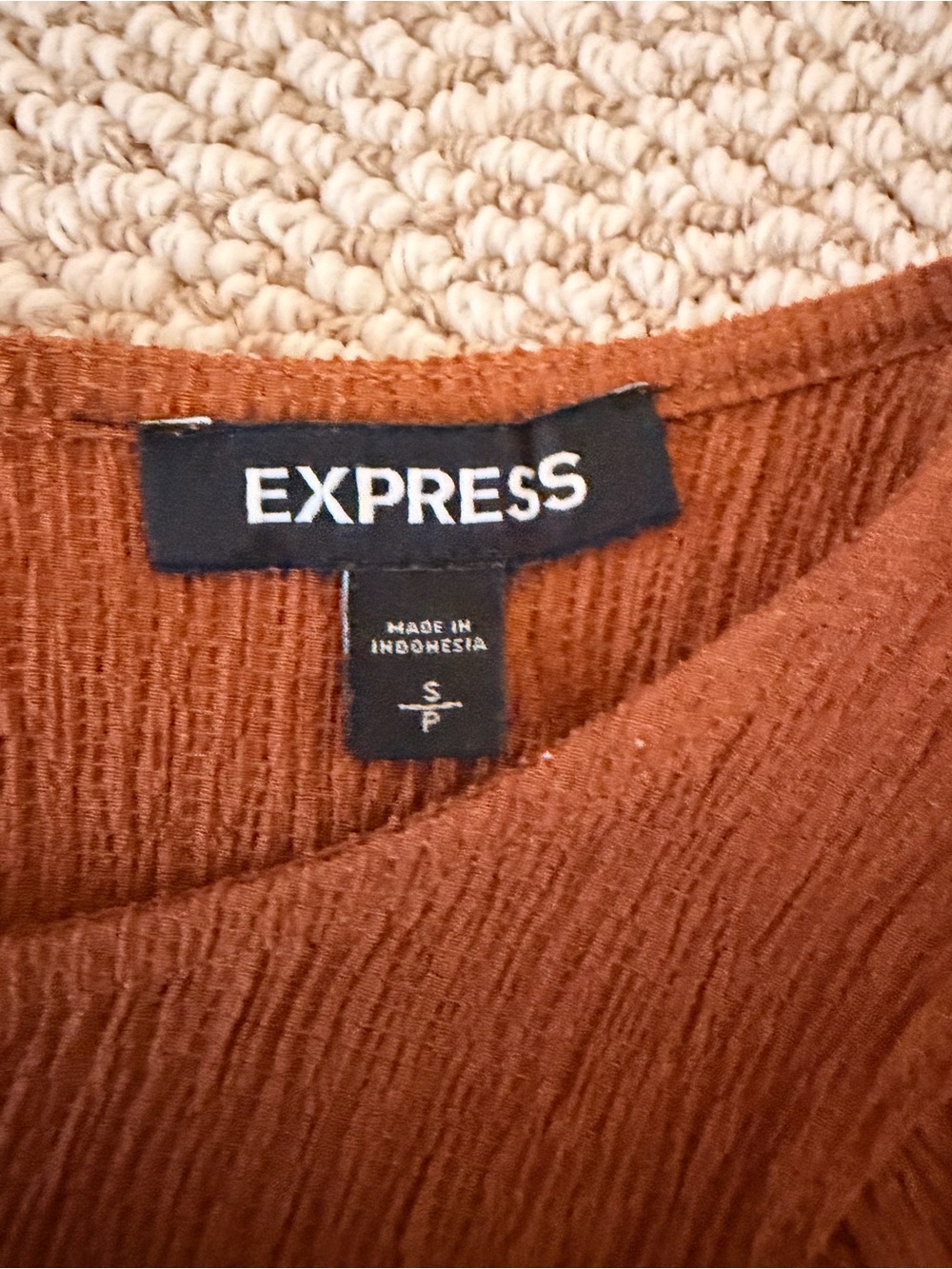 Express Rust Ruffle Front Flutter Sleeve Top - Picture 5 of 6